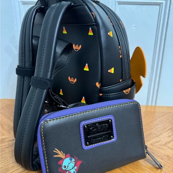 Loungefly Halloween Stitch Backpack and Wallet - Black, Orange, Purple - Picture 2 of 2